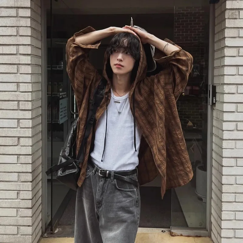 Long-sleeved Hooded Plaid Sun Protection Shirt for Men Spring Autumn Retro Casual Shirt Jacket
Long-sleeved Hooded Plaid Sun Protection Shirt for Men Spring Autumn Retro Casual Shirt Jacket