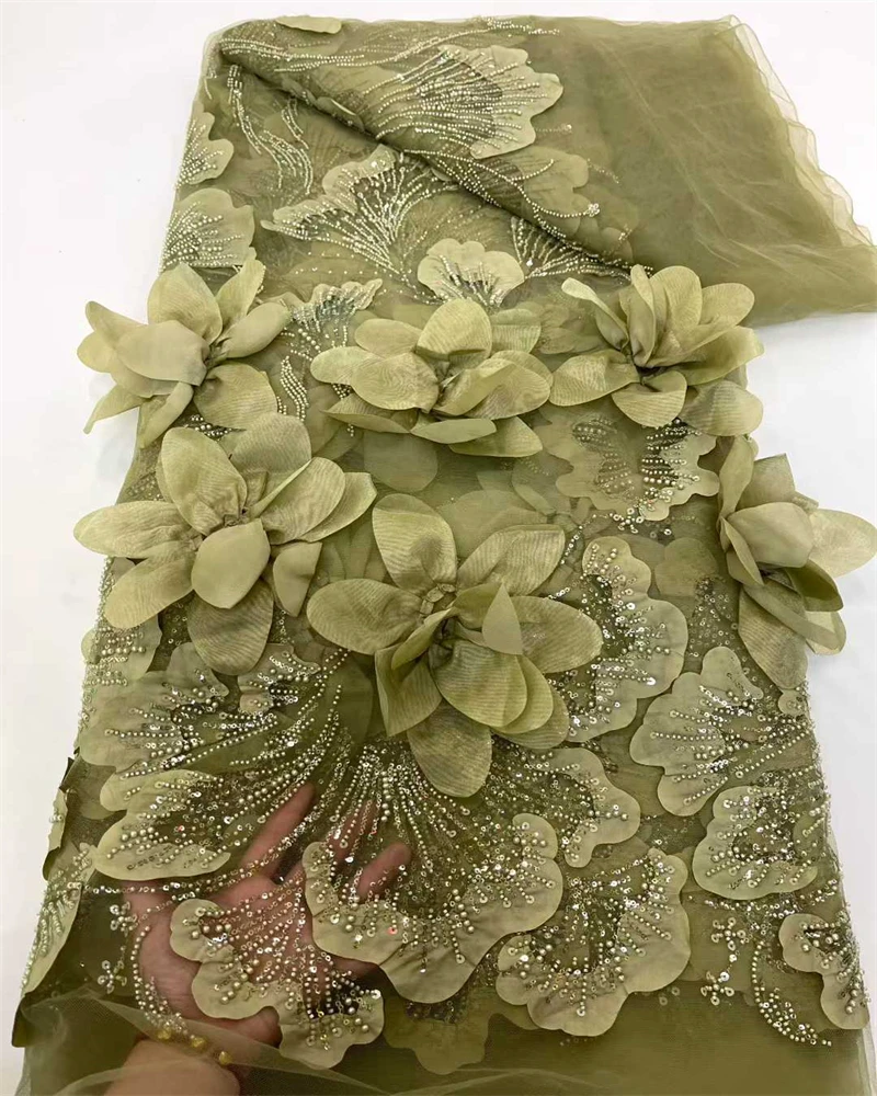 Fashion French Mesh Lace Fabric with 3D Flowers Embroidery Beads And Sequins for Wedding Dresses African Nigerian Style
Fashion French Mesh Lace Fabric with 3D Flowers Embroidery Beads And Sequins for Wedding Dresses African Nigerian Style