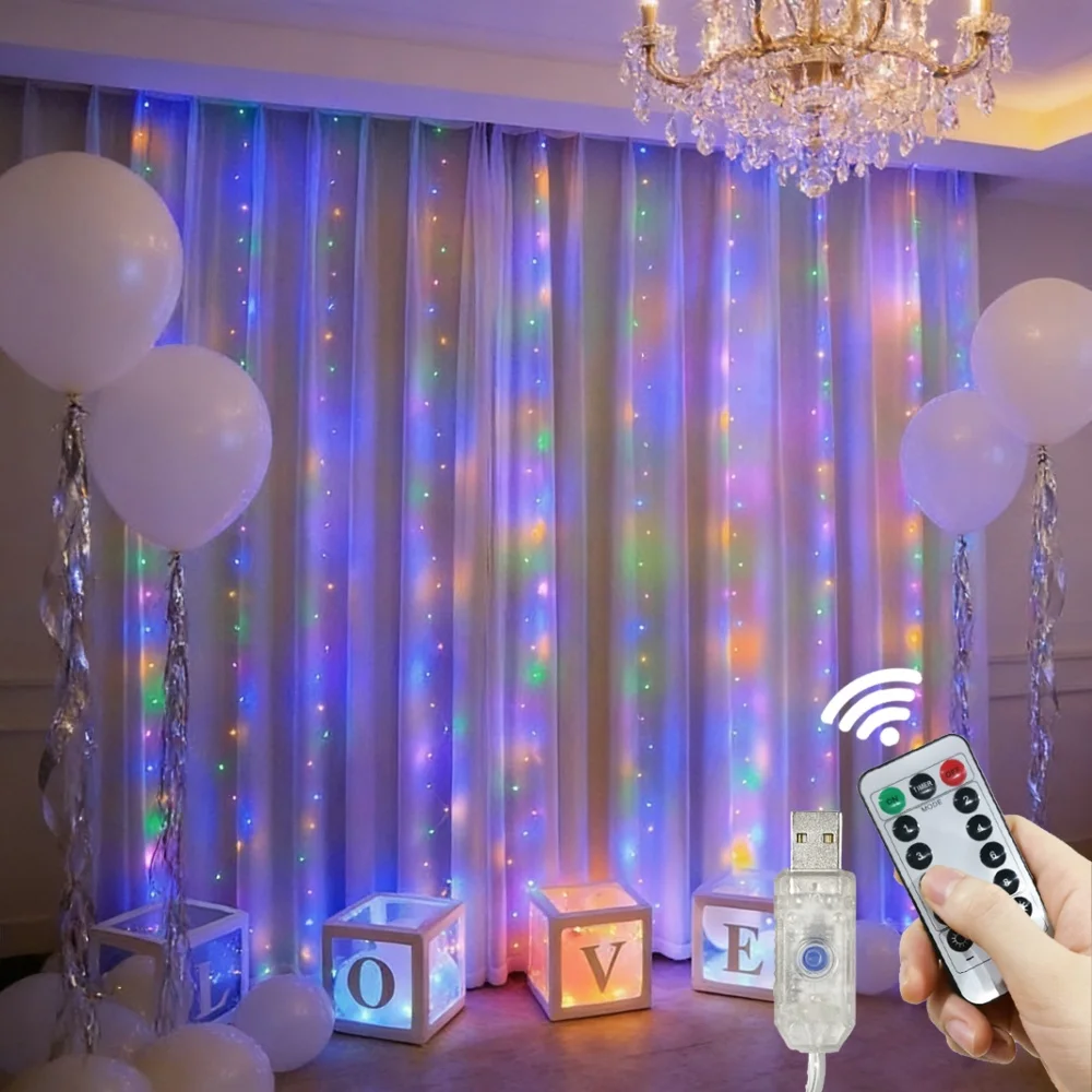 LED Curtain String Lights Remote Control USB Fairy Lights for Christmas Wedding Decoration Festive Party Home Bedroom Decor
LED Curtain String Lights Remote Control USB Fairy Lights for Christmas Wedding Decoration Festive Party Home Bedroom Decor