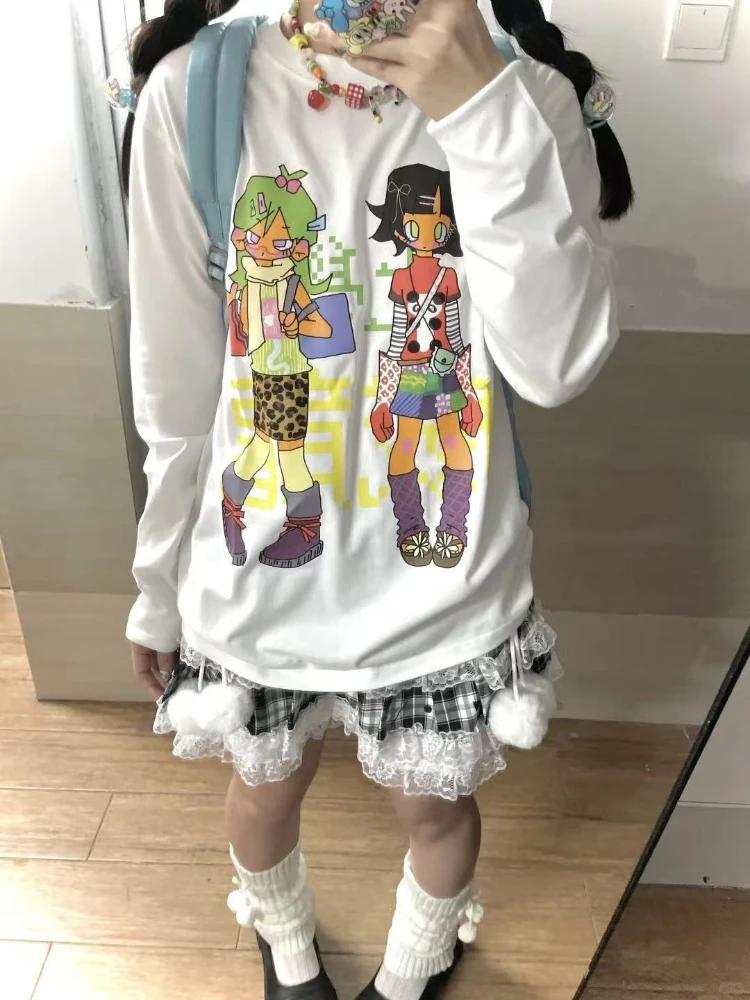 HOUZHOU Kawaii Cartoon Graphic T-shirts Women Harajuku Japanese Style Long Sleeve Tees Vintage White Casual Oversized Cute Tops
HOUZHOU Kawaii Cartoon Graphic T-shirts Women Harajuku Japanese Style Long Sleeve Tees Vintage White Casual Oversized Cute Tops