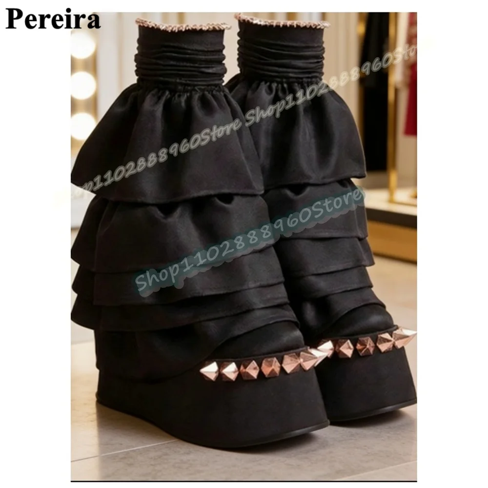 Stylish Mid Calf Black Platform Rivets Boots Wedges High Heel Shoes For Women Slip On Round Toe Fashion 2026 Zapatos Para Mujer
Stylish Mid Calf Black Platform Rivets Boots Wedges High Heel Shoes For Women Slip On Round Toe Fashion 2026 Zapatos Para Mujer
