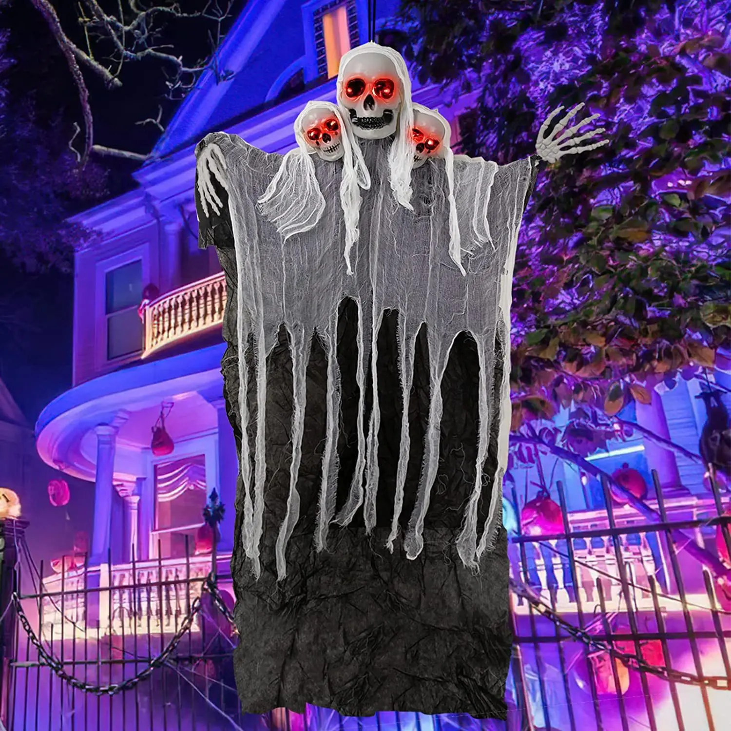 Halloween Decoration 3- Heads Skull Horror Sound Hanging Ghost LED Light with Voice Control Sensing For Party Festival Cosplay
Halloween Decoration 3- Heads Skull Horror Sound Hanging Ghost LED Light with Voice Control Sensing For Party Festival Cosplay