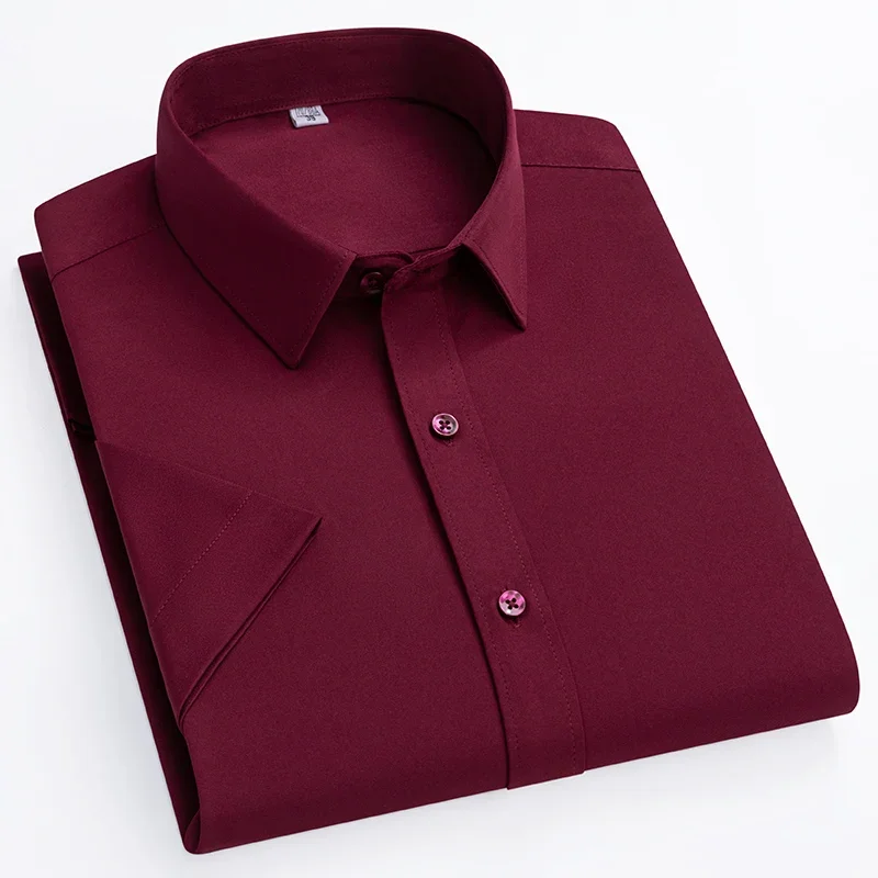 New in shirt elastic summer short sleeve shirts for man slim fit formal plain shirt solid color office tops thin white clothes
New in shirt elastic summer short sleeve shirts for man slim fit formal plain shirt solid color office tops thin white clothes