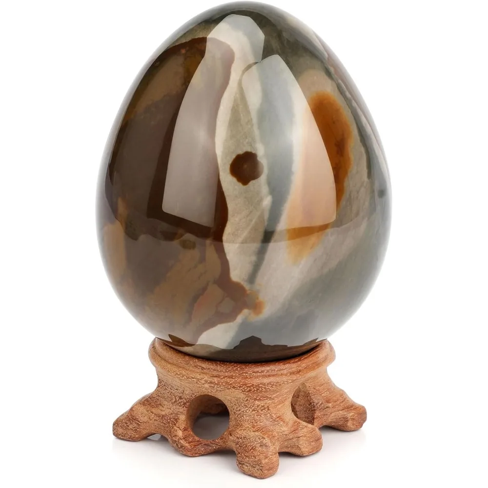 Large Polished Crystal Egg Sculpture with Wooden Stand 3.6 Inch Grey Healing Stone
Large Polished Crystal Egg Sculpture with Wooden Stand 3.6 Inch Grey Healing Stone