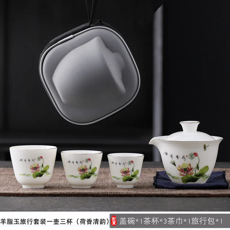 Ceramic Quick Tea Cup Sheep Fat Jade Portable Travel Tea Set Gift for Business Company
Ceramic Quick Tea Cup Sheep Fat Jade Portable Travel Tea Set Gift for Business Company