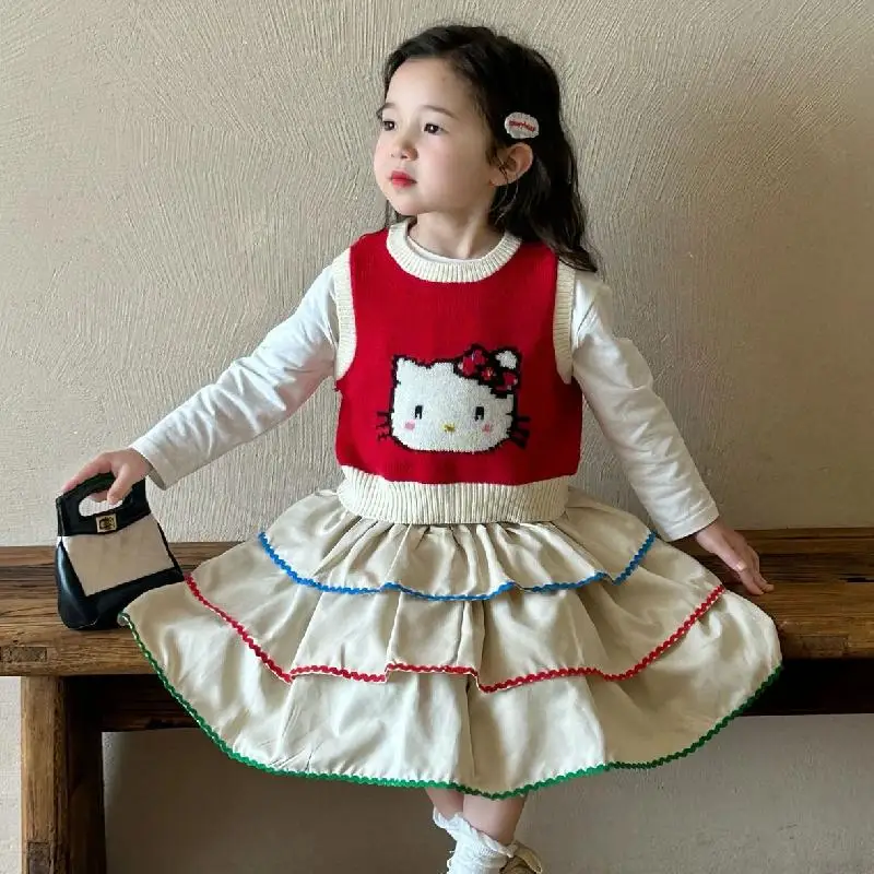3Pcs Girl Hello Kitty Skirt Knitted Vest Base Shirt Spring Coat Sanrio Kuromi Child Color Cake Skirt Kawaii Leisure Cartoon Cute
3Pcs Girl Hello Kitty Skirt Knitted Vest Base Shirt Spring Coat Sanrio Kuromi Child Color Cake Skirt Kawaii Leisure Cartoon Cute