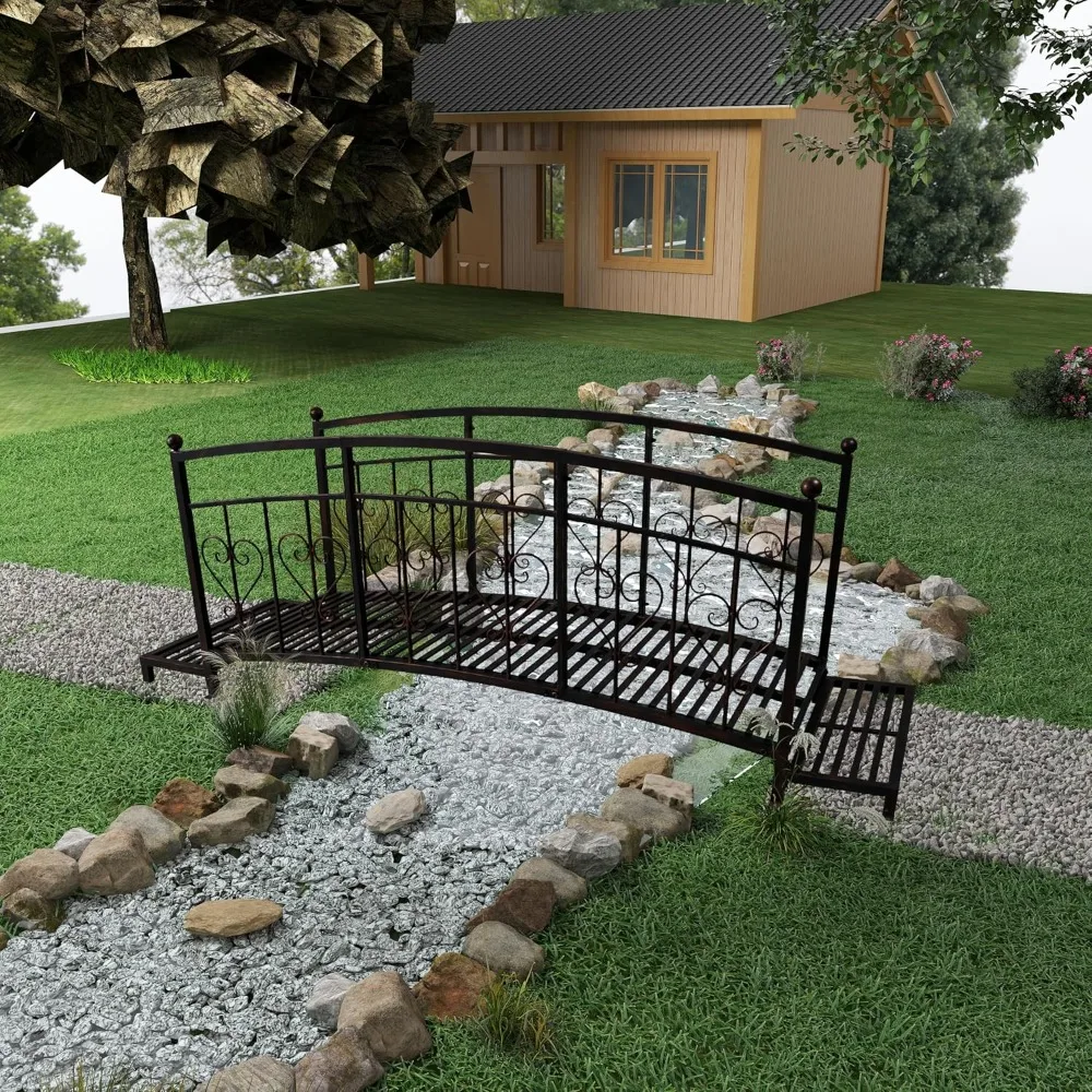 8 FT Metal Garden Bridge - Garden Bridges for Outdoors Courtyard Iron Bridge with Steps and Heart-Shaped High Safety Guardrails
8 FT Metal Garden Bridge - Garden Bridges for Outdoors Courtyard Iron Bridge with Steps and Heart-Shaped High Safety Guardrails
