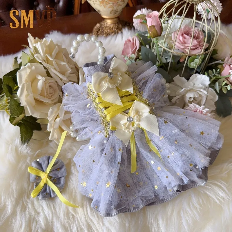 Summer Floral Pet Princess Dress Lightweight Sleeveless Lolita Outfit with Blue Ribbon Star Tulle for Small Pets Puppy Clothes
Summer Floral Pet Princess Dress Lightweight Sleeveless Lolita Outfit with Blue Ribbon Star Tulle for Small Pets Puppy Clothes