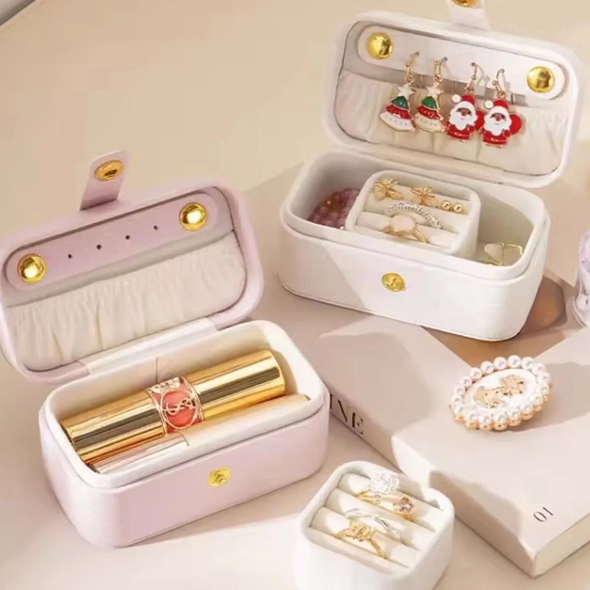 1pc-Exquisite Leather Jewelry Box Simple Ring Necklace Earring Storage Simple Style Portable Storage Box for Daily Travel
1pc-Exquisite Leather Jewelry Box Simple Ring Necklace Earring Storage Simple Style Portable Storage Box for Daily Travel