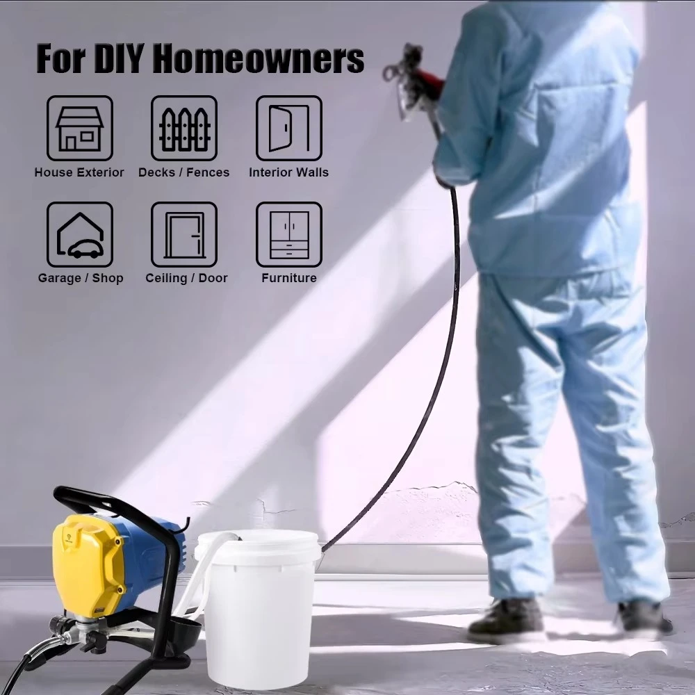Electric airless paint sprayer with piston pump and airless tool for painting applications
Electric airless paint sprayer with piston pump and airless tool for painting applications