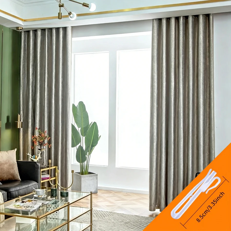 2pcs Silver Gray Metallic Jacquard Blackout Curtains, Luxury Modern Drapes for Living Room & Bedroom
2pcs Silver Gray Metallic Jacquard Blackout Curtains, Luxury Modern Drapes for Living Room & Bedroom