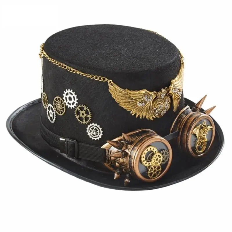 652F Steampunk Hat Steampunk Top Hats For Men With Goggles Steampunk Time Hat Steampunk Accessories Halloween Party
652F Steampunk Hat Steampunk Top Hats For Men With Goggles Steampunk Time Hat Steampunk Accessories Halloween Party