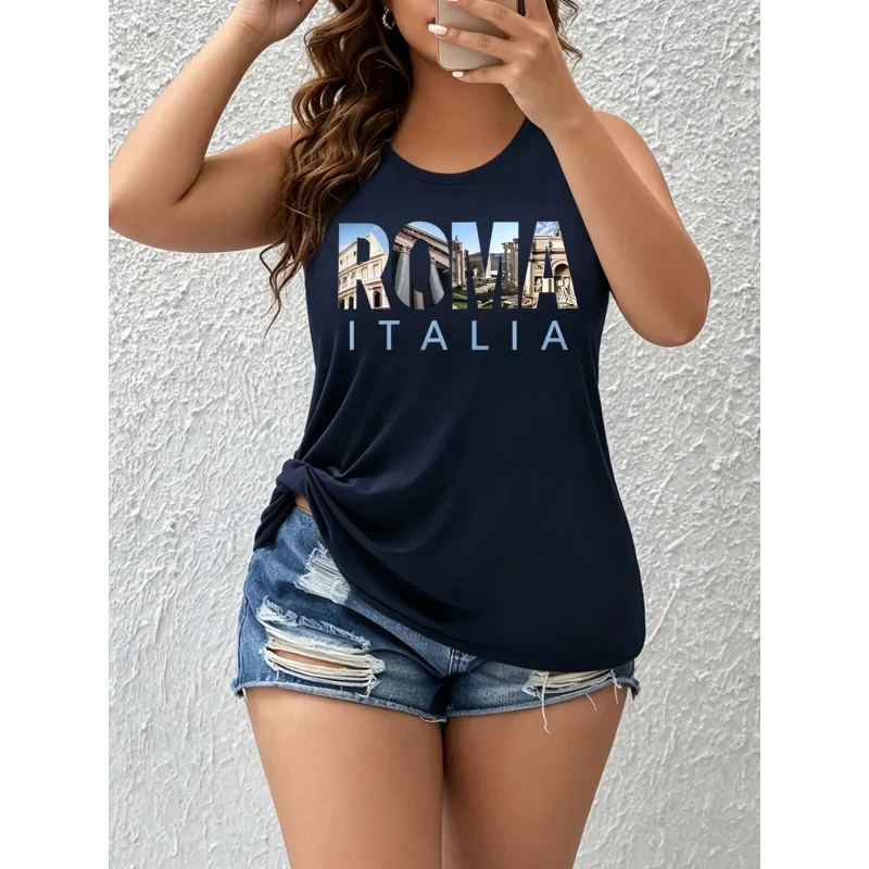 European style large-size round-neck sleeveless sports vest for women with letter print, comfortable and versatile
European style large-size round-neck sleeveless sports vest for women with letter print, comfortable and versatile