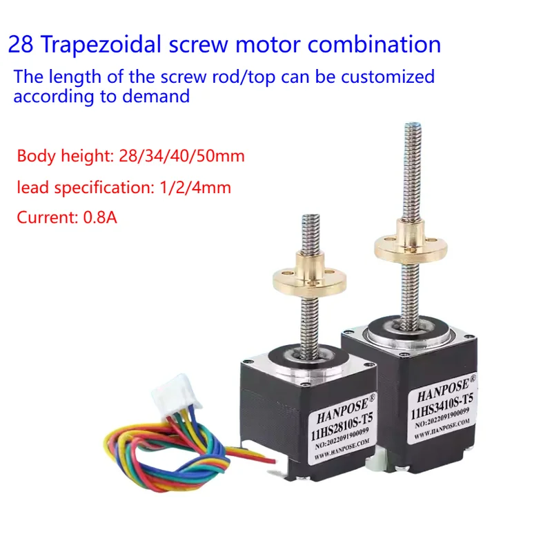 28 Trapezoidal Linear Screw Motor Combination T5 Screw Lifting Small Motor High Torque High Speed Dispensing Machine
28 Trapezoidal Linear Screw Motor Combination T5 Screw Lifting Small Motor High Torque High Speed Dispensing Machine
