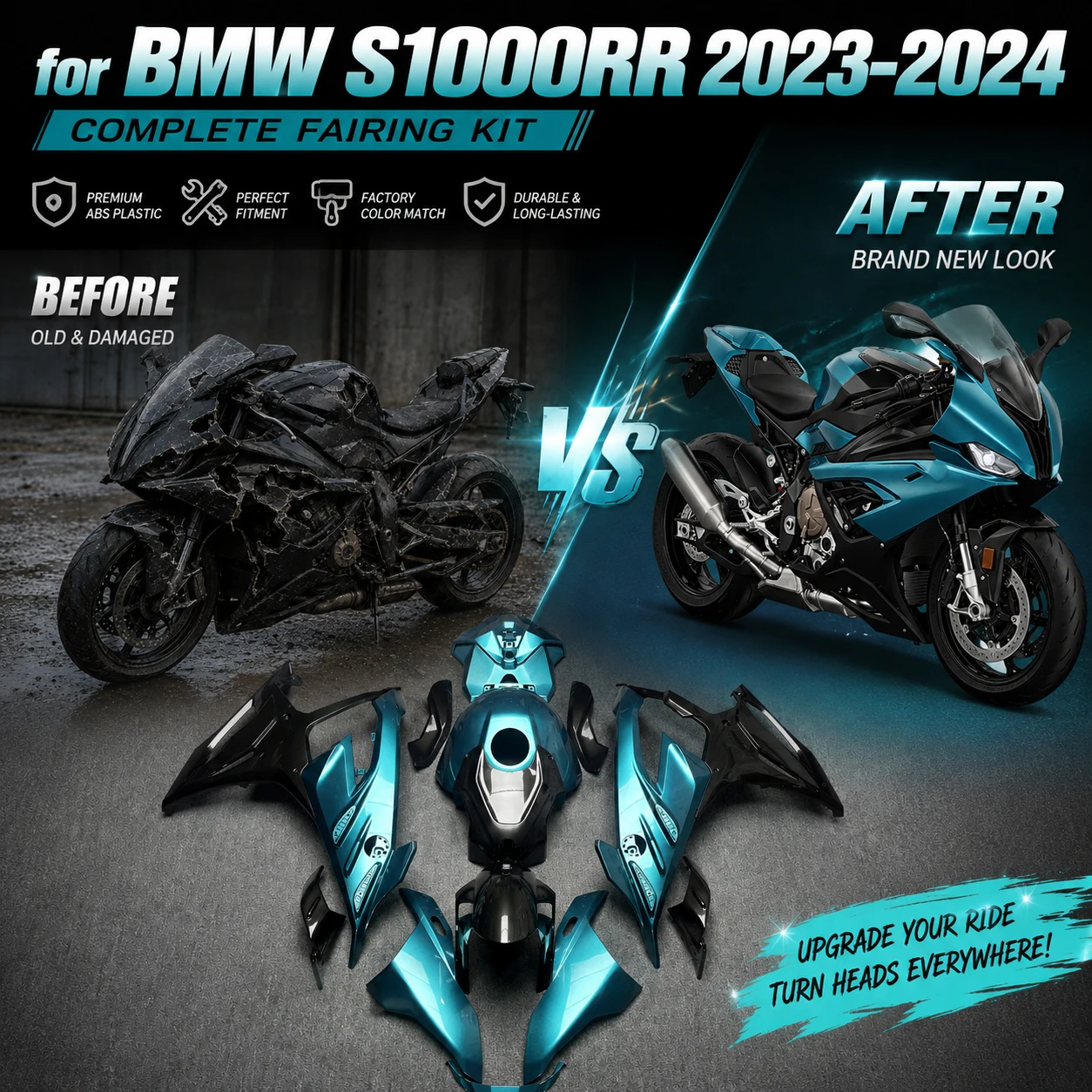 For BMW S1000RR 2023-2024 M Color Style Fairing Kit High Grade ABS Injection Bodywork Set Motorcycle Cowling Frames Plastic
For BMW S1000RR 2023-2024 M Color Style Fairing Kit High Grade ABS Injection Bodywork Set Motorcycle Cowling Frames Plastic