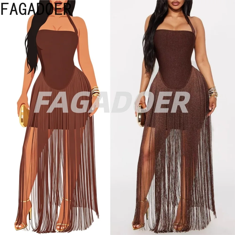FAGADOER Sexy Tassel Patchwork Bodycon Dresses Woman Solid Color Halter Sleeveless Backless Dress Female Streetwear Vestidos New
FAGADOER Sexy Tassel Patchwork Bodycon Dresses Woman Solid Color Halter Sleeveless Backless Dress Female Streetwear Vestidos New