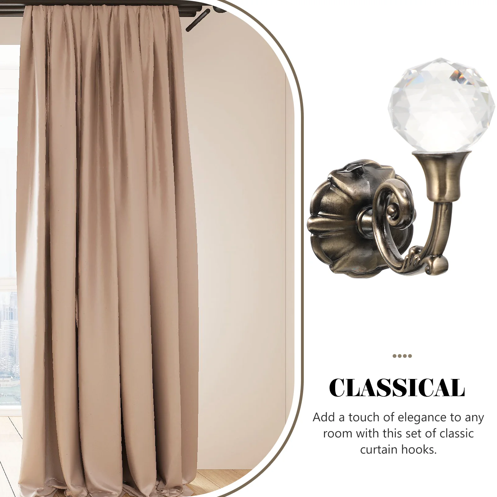 Vintage Drapery Hooks Crystal Holdbacks Magnetic Curtain Wall Hook Suitable for Hanging Long Term Use Classical Rooms
Vintage Drapery Hooks Crystal Holdbacks Magnetic Curtain Wall Hook Suitable for Hanging Long Term Use Classical Rooms