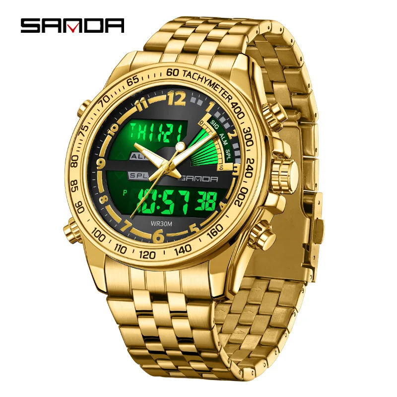 SANDA Brand Quartz Watches for Men Dual Display Outdoor Sport Waterproof Luminous Stainless Steel LED Digital Wristwatch Relogio
SANDA Brand Quartz Watches for Men Dual Display Outdoor Sport Waterproof Luminous Stainless Steel LED Digital Wristwatch Relogio