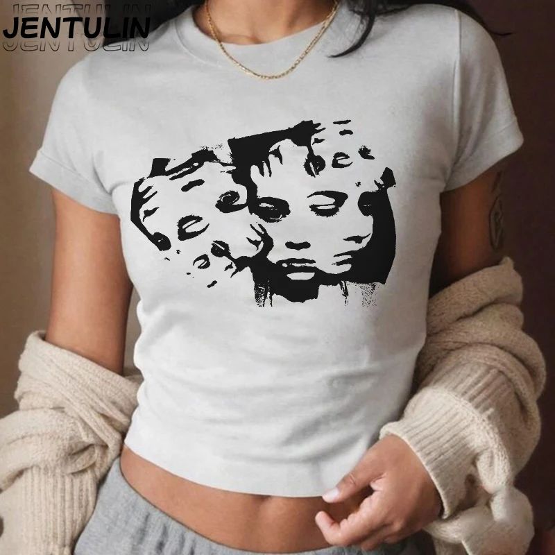 Vintage Punk Crop Top Y2K Aesthetic Summer Slim Harajuku Streetwear Gothic Graphic Print T-shirt Emo girl Streetwear Baby Tees
Vintage Punk Crop Top Y2K Aesthetic Summer Slim Harajuku Streetwear Gothic Graphic Print T-shirt Emo girl Streetwear Baby Tees