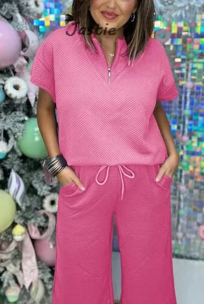 2024 New Summer Casual Suit Fashion Women's Sports Loose Zipper Short Sleeve Top +Ankle-Length Pants Set For Women Outfit
2024 New Summer Casual Suit Fashion Women's Sports Loose Zipper Short Sleeve Top +Ankle-Length Pants Set For Women Outfit