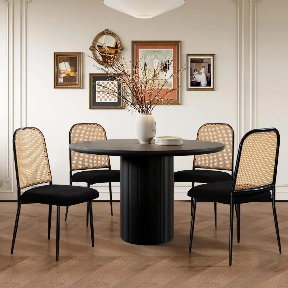 Rattan Dining Chairs Set of 4,Modern Dining Chairs Upholstered Boucle Kitchen Chairs, Mesh Back Cane Chairs with Metal Gold Legs
Rattan Dining Chairs Set of 4,Modern Dining Chairs Upholstered Boucle Kitchen Chairs, Mesh Back Cane Chairs with Metal Gold Legs