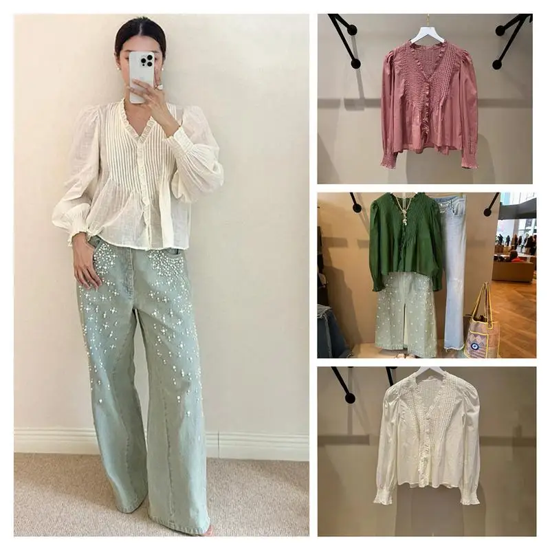 Spring Cotton Lightweight Tuck Folded Loose Shirt New York Se Doll Shirt Three Colors Commute Style V-neck Long Sleeve Women'...
Spring Cotton Lightweight Tuck Folded Loose Shirt New York Se Doll Shirt Three Colors Commute Style V-neck Long Sleeve Women'...