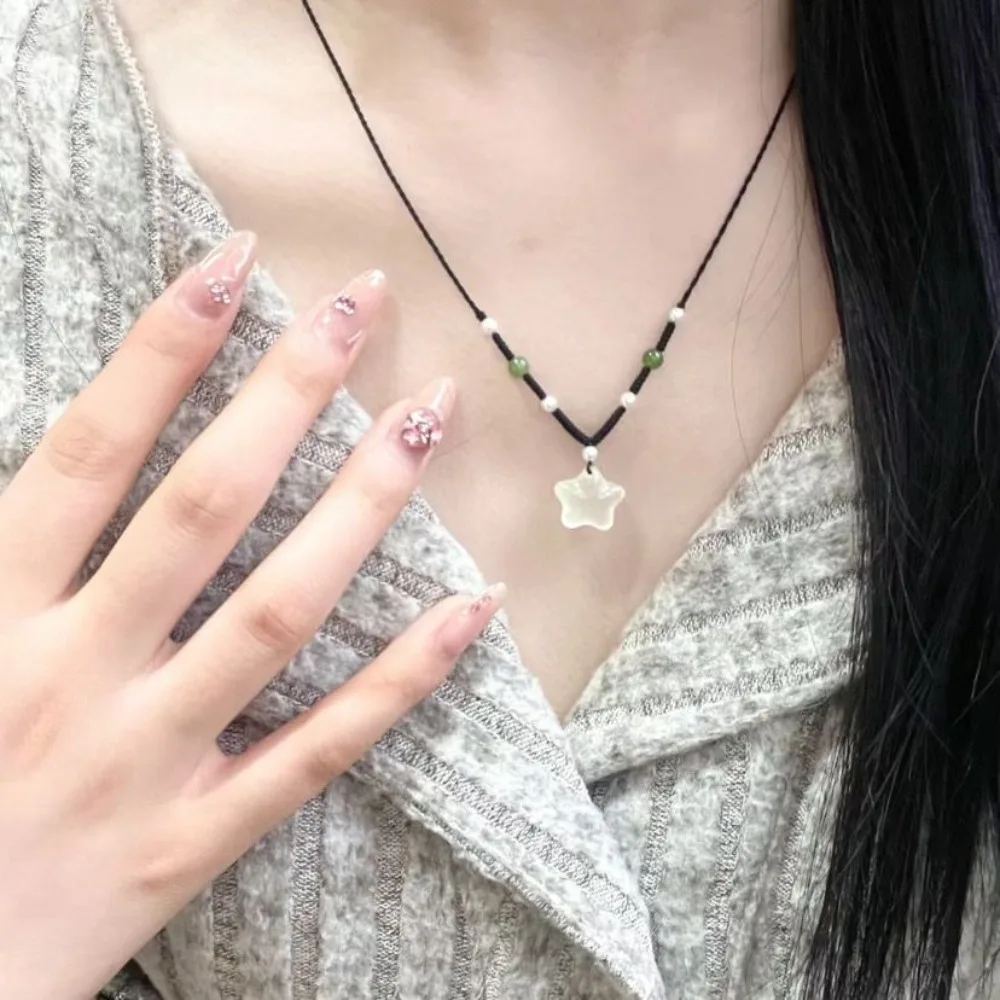 Acrylic Star Pendant Necklace for Women Vintage Black Braided Rope Chain Short Necklace Fashion Imitation Jade Jewelry Gift
Acrylic Star Pendant Necklace for Women Vintage Black Braided Rope Chain Short Necklace Fashion Imitation Jade Jewelry Gift