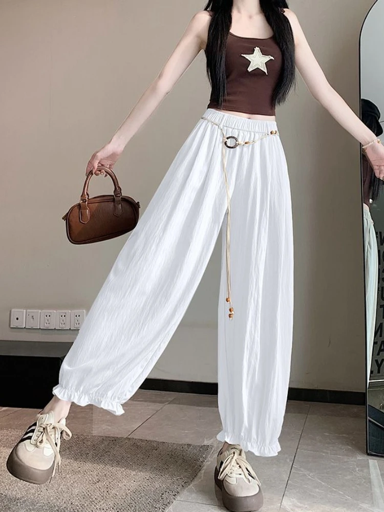 Lazy Style Flowy Harem Pants with Drape for Summer Thin Airy Casual Cropped Wide Leg Women's Trousers
Lazy Style Flowy Harem Pants with Drape for Summer Thin Airy Casual Cropped Wide Leg Women's Trousers