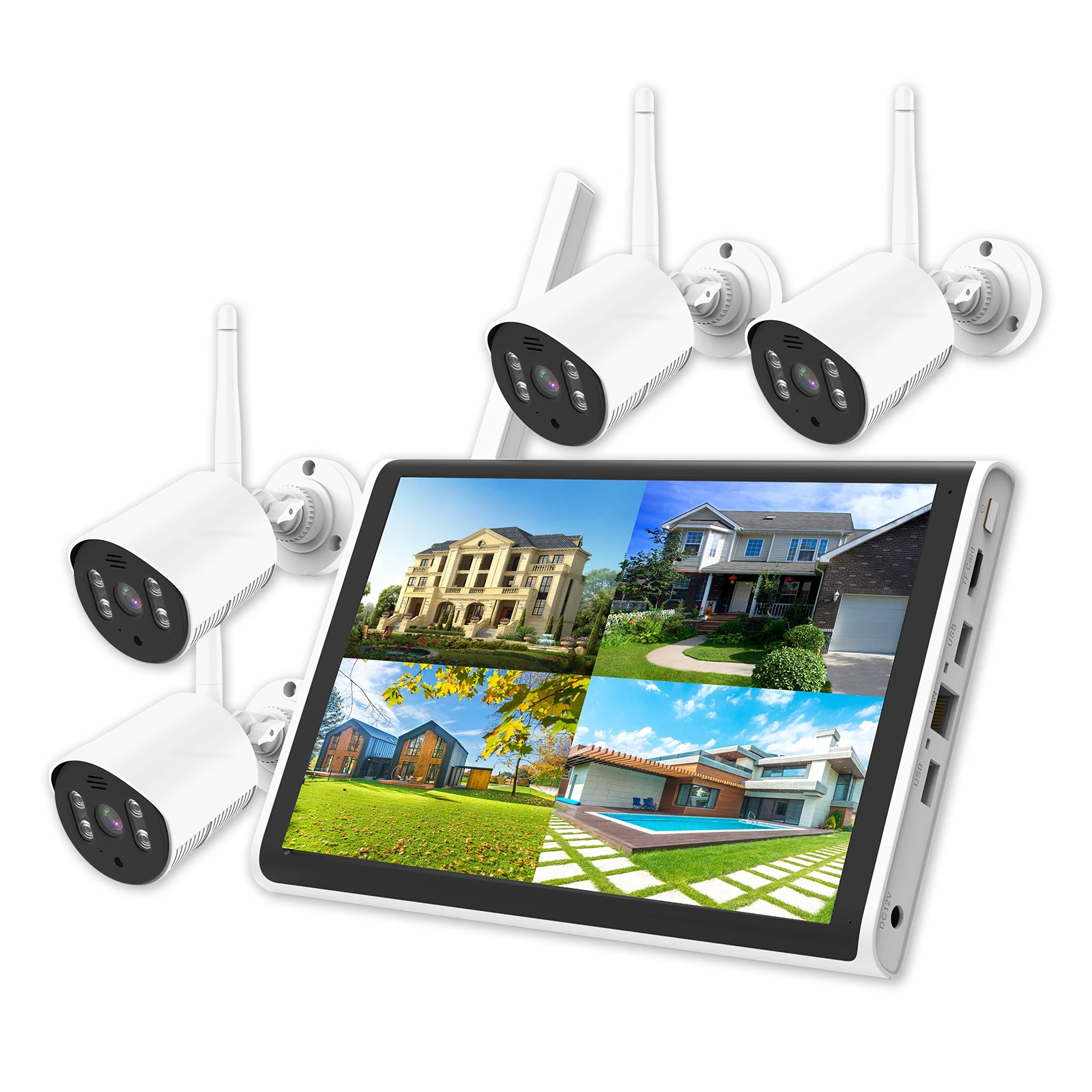 3MP 4CH Wireless CCTV Camera System With 10'IN LCD Screen Two Way Audio Color Night Vision 2.4G WiFi CCTV Camera Kit Remote View
3MP 4CH Wireless CCTV Camera System With 10'IN LCD Screen Two Way Audio Color Night Vision 2.4G WiFi CCTV Camera Kit Remote View