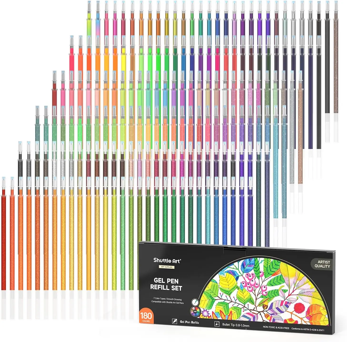 180 Colors Gel Pen Refills, No Duplicates, 7 Color Types for Adult Coloring Books Drawing Doodling Crafts
180 Colors Gel Pen Refills, No Duplicates, 7 Color Types for Adult Coloring Books Drawing Doodling Crafts