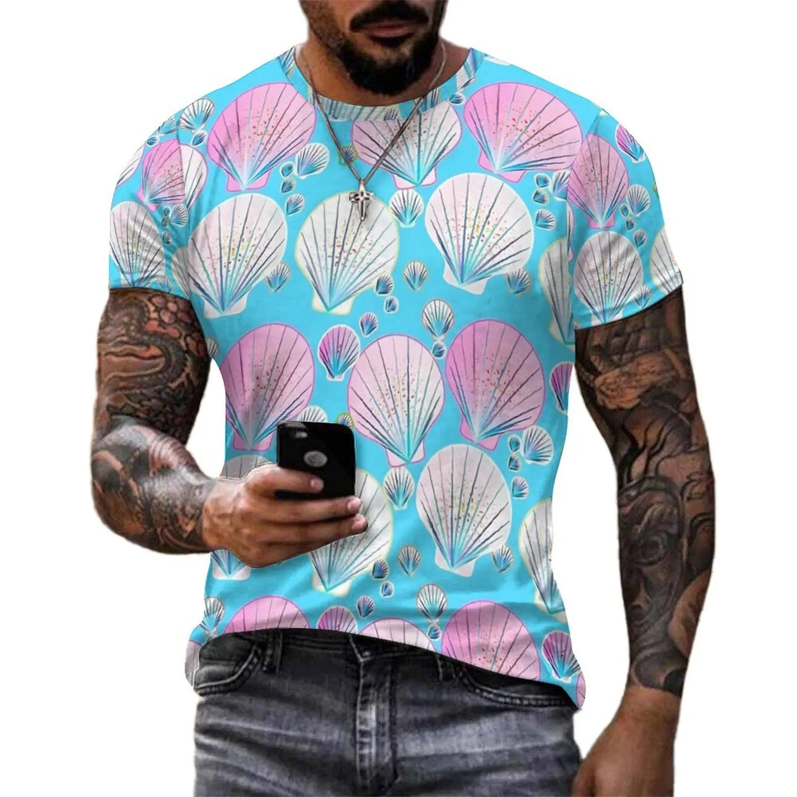 Summer T Shirt Sea Shells T-Shirts Pink and White Funny Fashion Tee Shirt For Men Short-Sleeve Printed Plus Size Tops
Summer T Shirt Sea Shells T-Shirts Pink and White Funny Fashion Tee Shirt For Men Short-Sleeve Printed Plus Size Tops