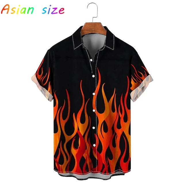 Classic Flame Mens Shirt 3D Print Hawaiian Shirts Man Fire Graphic Short Sleeve Lapel Shirts Daily Street Loose Camisas Hombre
Classic Flame Mens Shirt 3D Print Hawaiian Shirts Man Fire Graphic Short Sleeve Lapel Shirts Daily Street Loose Camisas Hombre