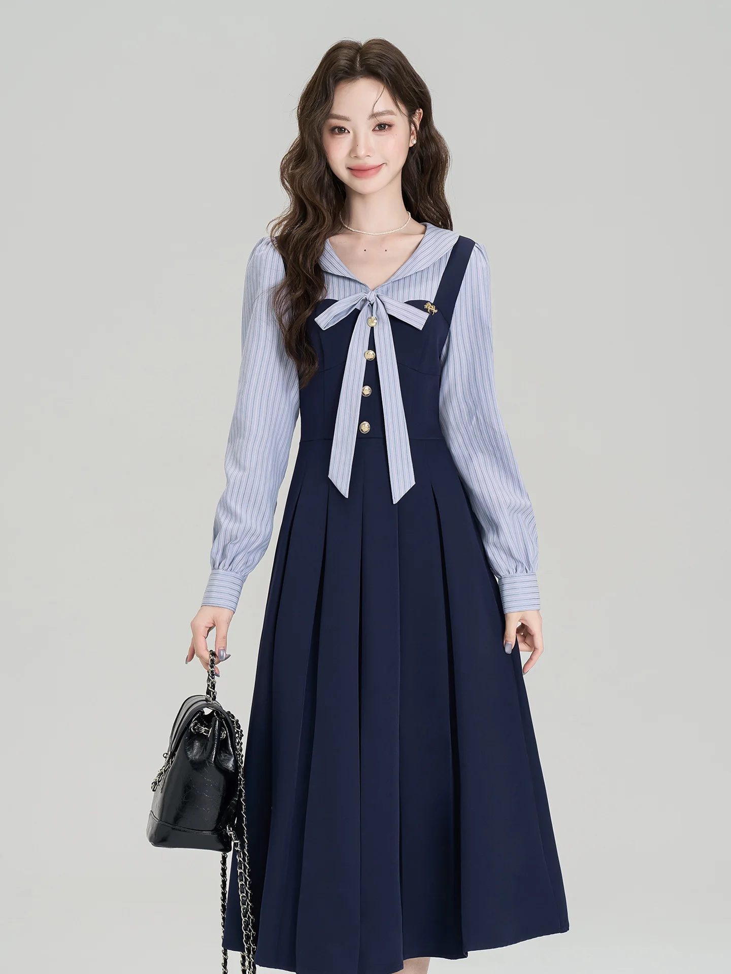 Chic Knot Doll Collar Dr Women's Spring Autumn New Waist Cinching School Sle Pleated Skirt Comfortable Long Sl...
Chic Knot Doll Collar Dr Women's Spring Autumn New Waist Cinching School Sle Pleated Skirt Comfortable Long Sl...