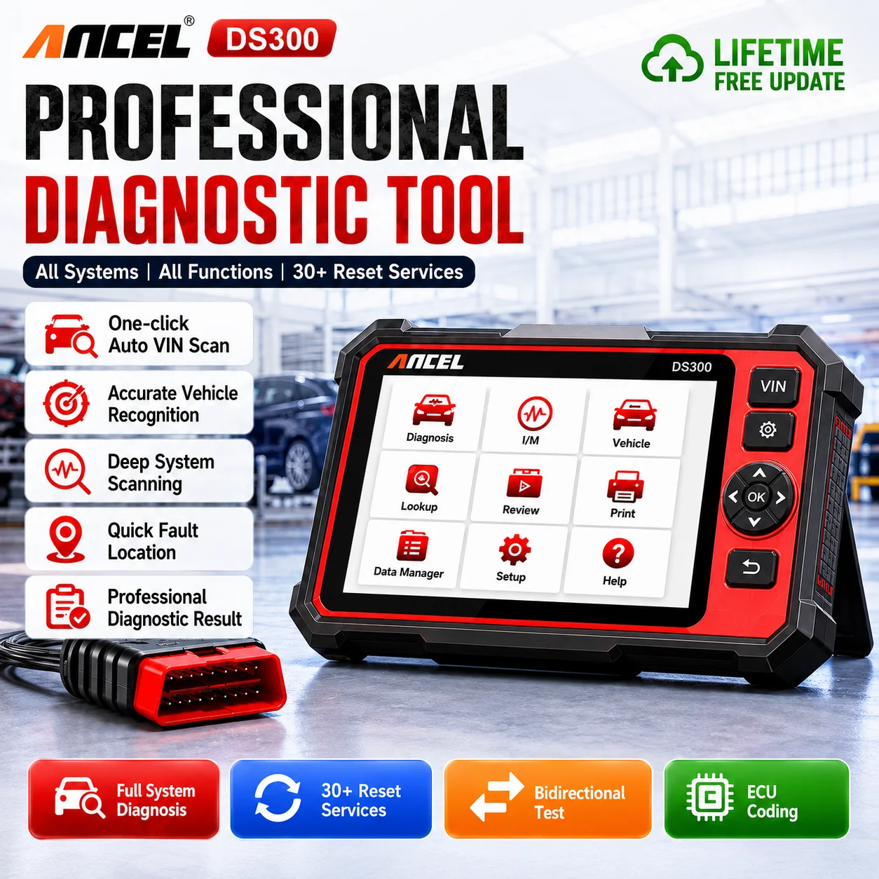 ANCEL DS300BT All System OBD2 Scanner ECU Coding IMMO A/F Adjust 30+ Reset Bidirectional CANFD DOIP Bluetooth Diagnostic Tools
ANCEL DS300BT All System OBD2 Scanner ECU Coding IMMO A/F Adjust 30+ Reset Bidirectional CANFD DOIP Bluetooth Diagnostic Tools
