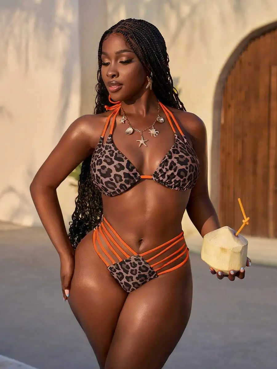 Leopard Print Lace Up Bikini Set For Women Summer Beach Bathing Suit
Leopard Print Lace Up Bikini Set For Women Summer Beach Bathing Suit