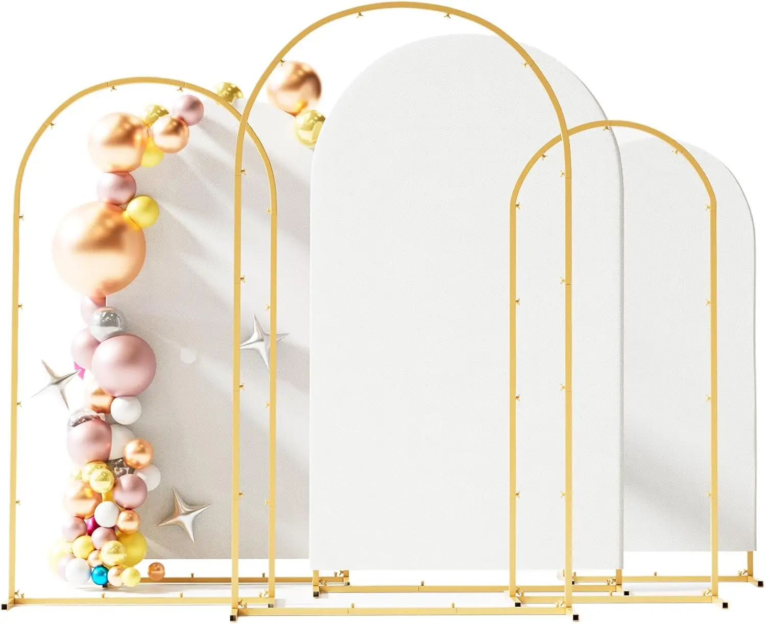 3-Pack Metal Arch Backdrop Stand with Covers, 7.2FT/6.6FT/6FT Wedding Arch Set for Party, Baby Shower, Birthday, Graduation
3-Pack Metal Arch Backdrop Stand with Covers, 7.2FT/6.6FT/6FT Wedding Arch Set for Party, Baby Shower, Birthday, Graduation