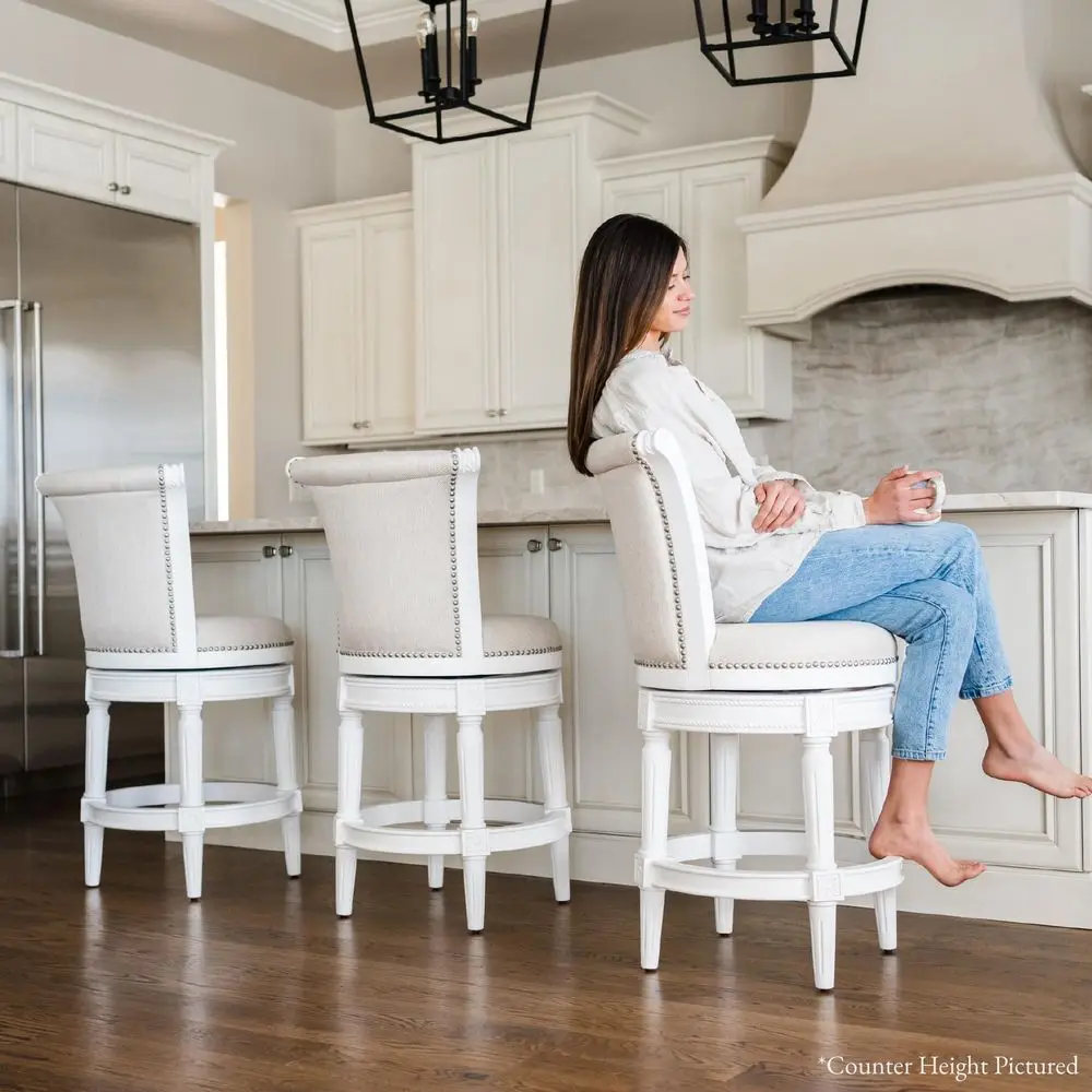 Pullman Bar Stool 31 Inches Set of 2 Swivel Stools with Footrest White Solid Wood Frame amp Cream Fabric Upholstery Perfect for
Pullman Bar Stool 31 Inches Set of 2 Swivel Stools with Footrest White Solid Wood Frame amp Cream Fabric Upholstery Perfect for