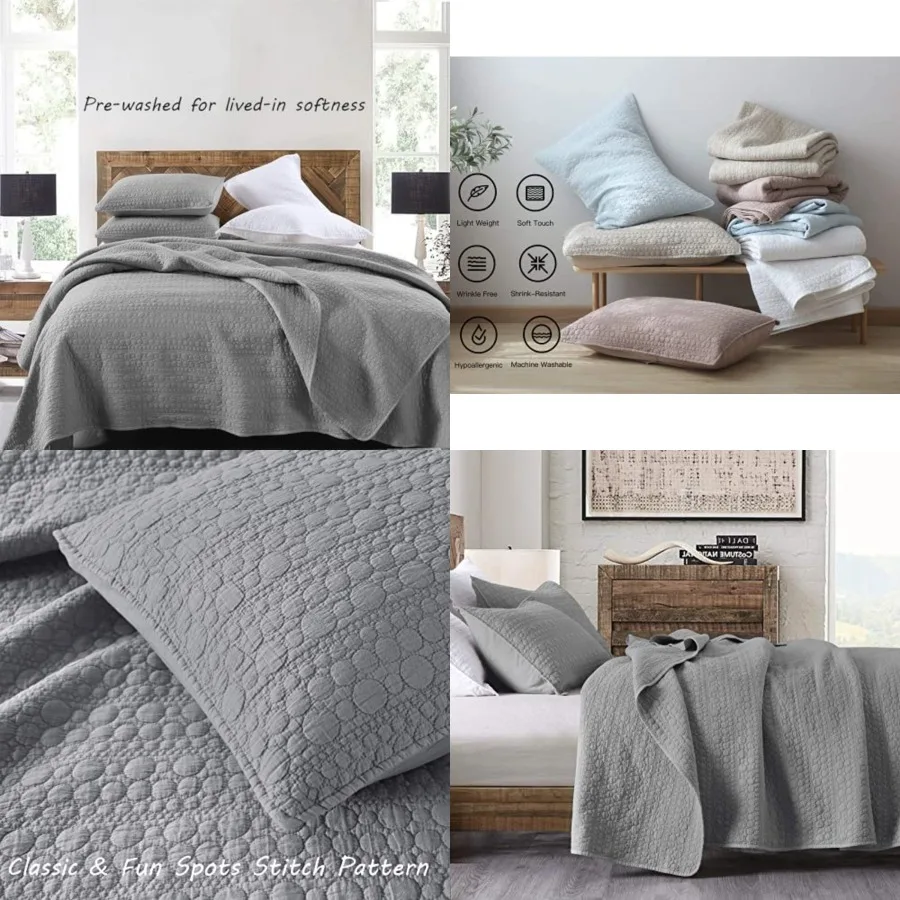 Quilt Set Queen Size, Classic Geometric Spots Stitched Pattern, Pre-Washed Microfiber Chic Rustic Look, Ultra Soft Lightweight
Quilt Set Queen Size, Classic Geometric Spots Stitched Pattern, Pre-Washed Microfiber Chic Rustic Look, Ultra Soft Lightweight