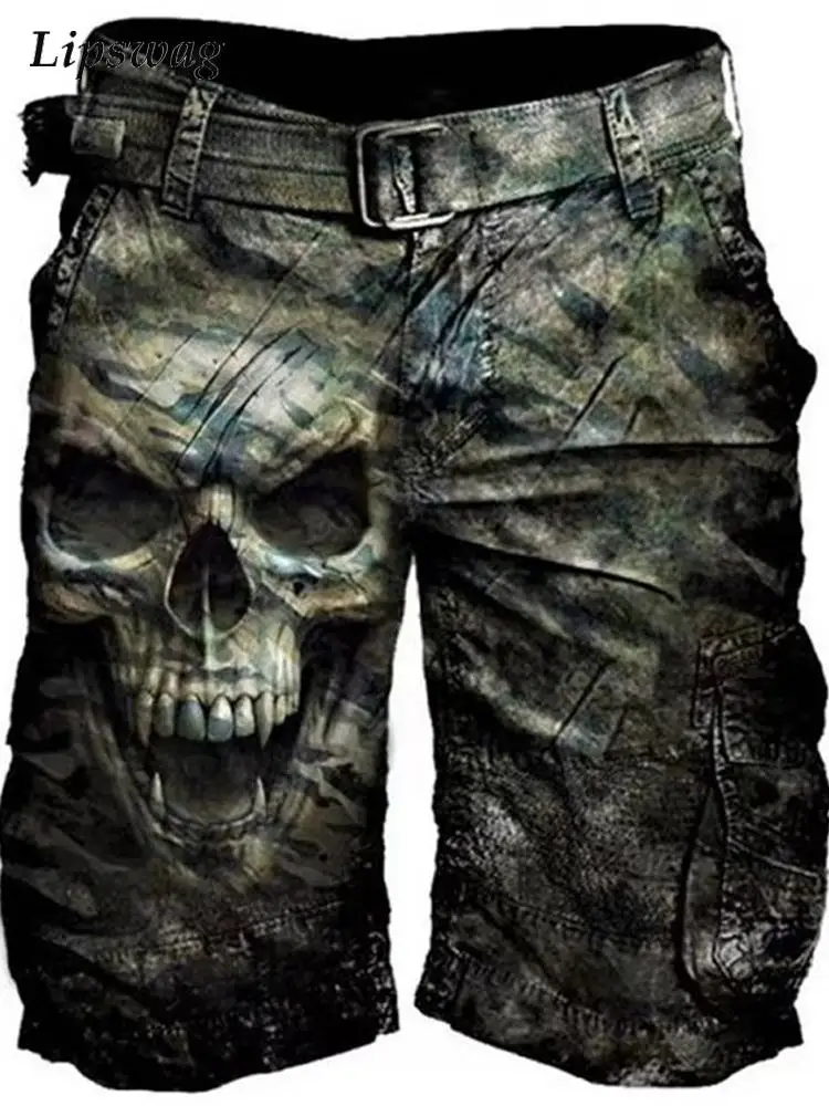 Vintage Mens Cargo Shorts Summer Casual Mid Waist Stitching Pockets Loose Short Pant Fashion Skull Printed Shorts Men Streetwear
Vintage Mens Cargo Shorts Summer Casual Mid Waist Stitching Pockets Loose Short Pant Fashion Skull Printed Shorts Men Streetwear
