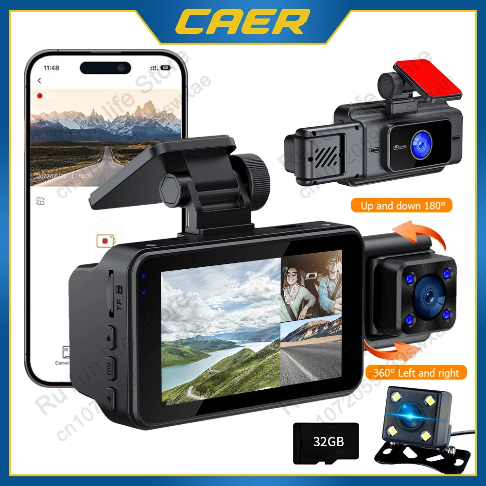 1080P WIFI Dash Cam 3-Channel Car DVR G-Sensor Video Recorder Night Vision Rear View Camera Black Box 24H Monitor for Parking
1080P WIFI Dash Cam 3-Channel Car DVR G-Sensor Video Recorder Night Vision Rear View Camera Black Box 24H Monitor for Parking