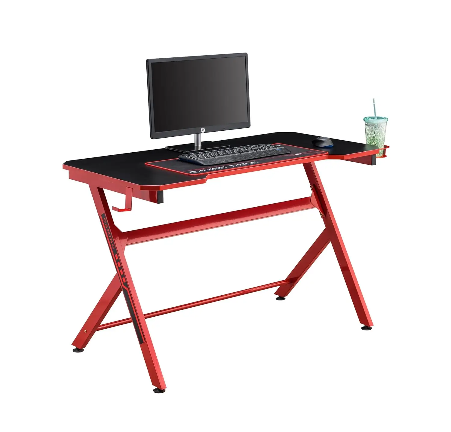 48" Home Office Gaming Computer Desk, R Shaped Large Gamer Workstation PC Table with Cup Holder Headphone Hook Free, Customized