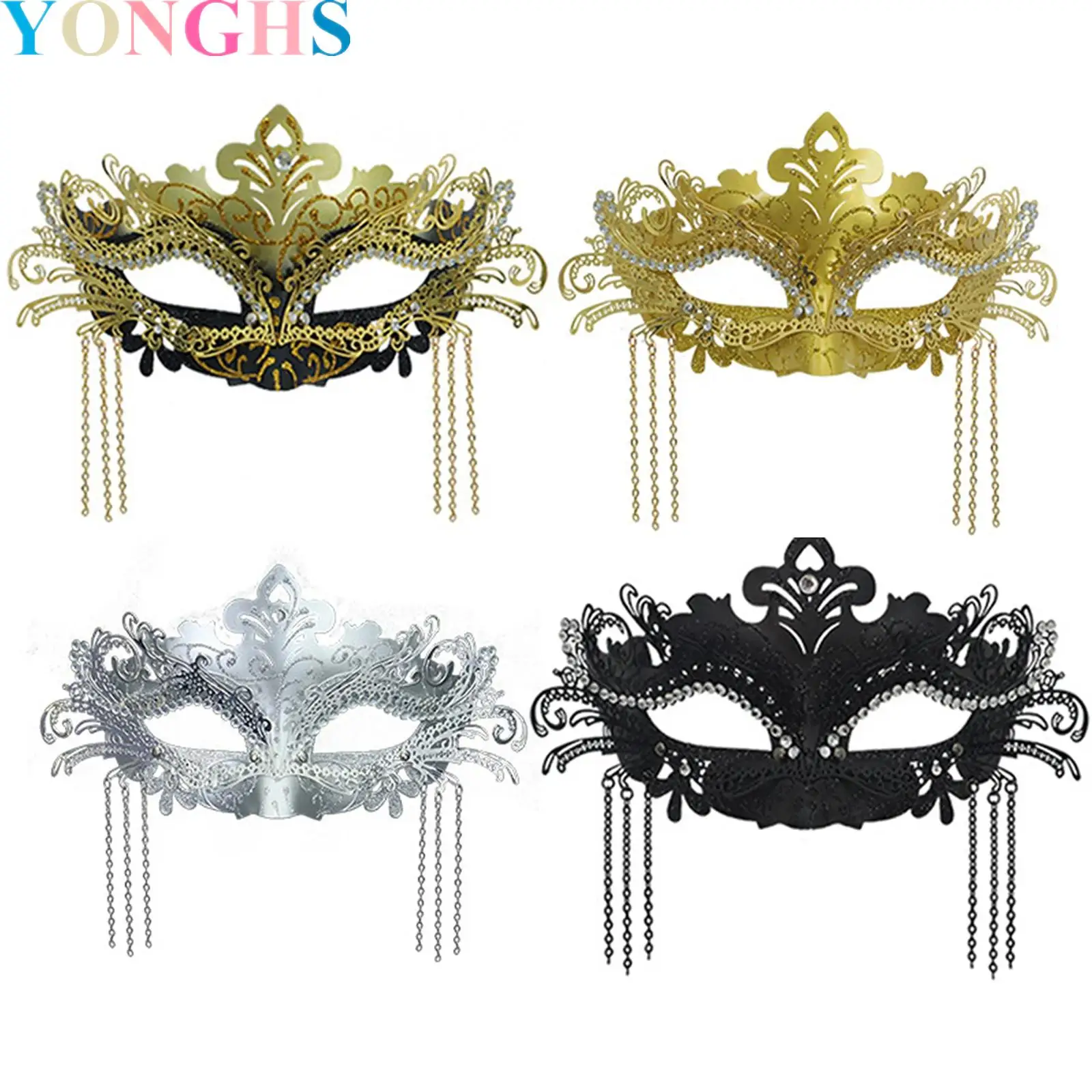 Women Masquerade Party Mask with Elastic Band Rhinestone Metal Chain Decoration for Carnival Theme Costume Ball
Women Masquerade Party Mask with Elastic Band Rhinestone Metal Chain Decoration for Carnival Theme Costume Ball
