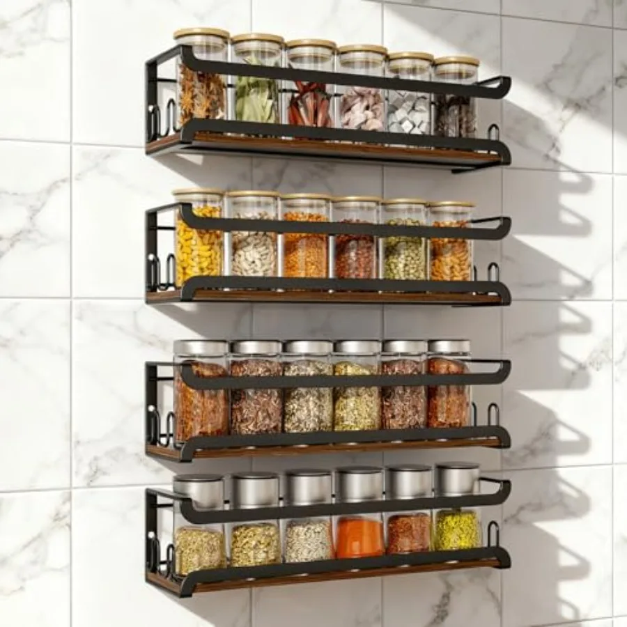 Wall Mounted Spice Rack with 16 Hooks Rustic Wood Spice Organizer Shelf for Stove Cabinet Pantry Door Screw or Adhesive Hanging
Wall Mounted Spice Rack with 16 Hooks Rustic Wood Spice Organizer Shelf for Stove Cabinet Pantry Door Screw or Adhesive Hanging
