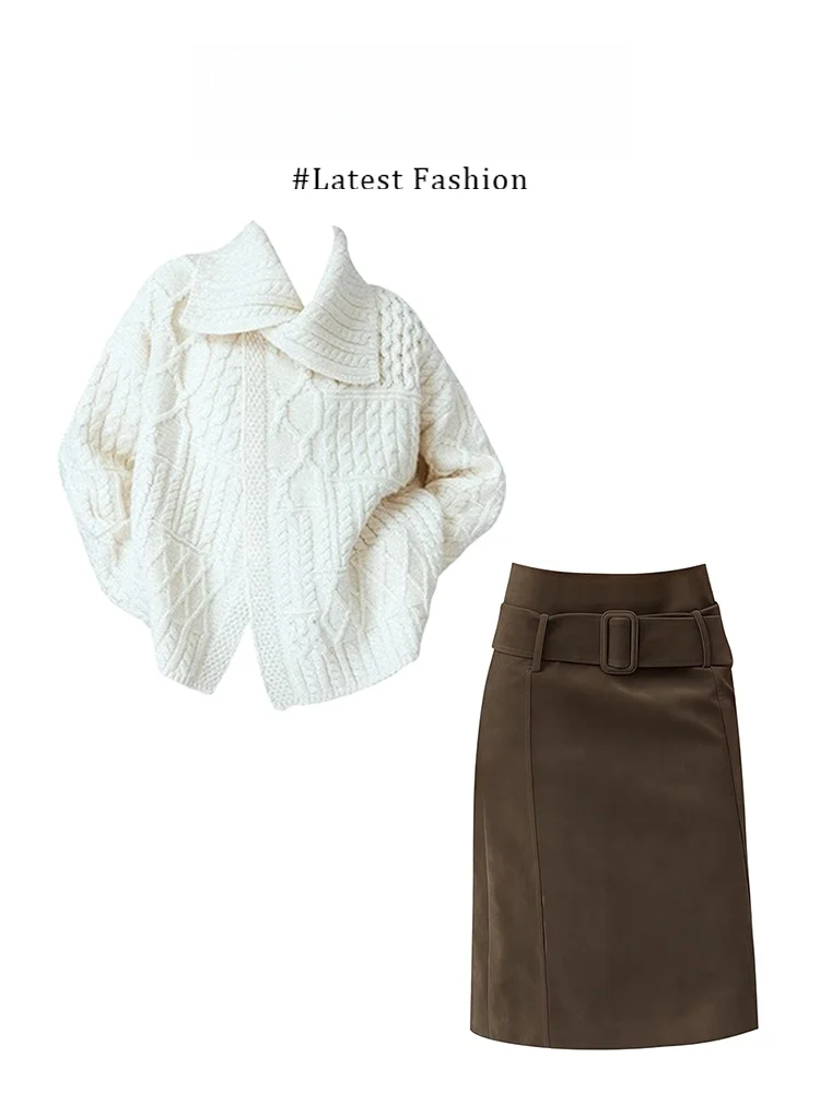 Winter 2025 Women's Knitted Sweater And High Waist Skirt Set Slimming Twisted Knitwear Casual Style mid Thick Warmth
Winter 2025 Women's Knitted Sweater And High Waist Skirt Set Slimming Twisted Knitwear Casual Style mid Thick Warmth