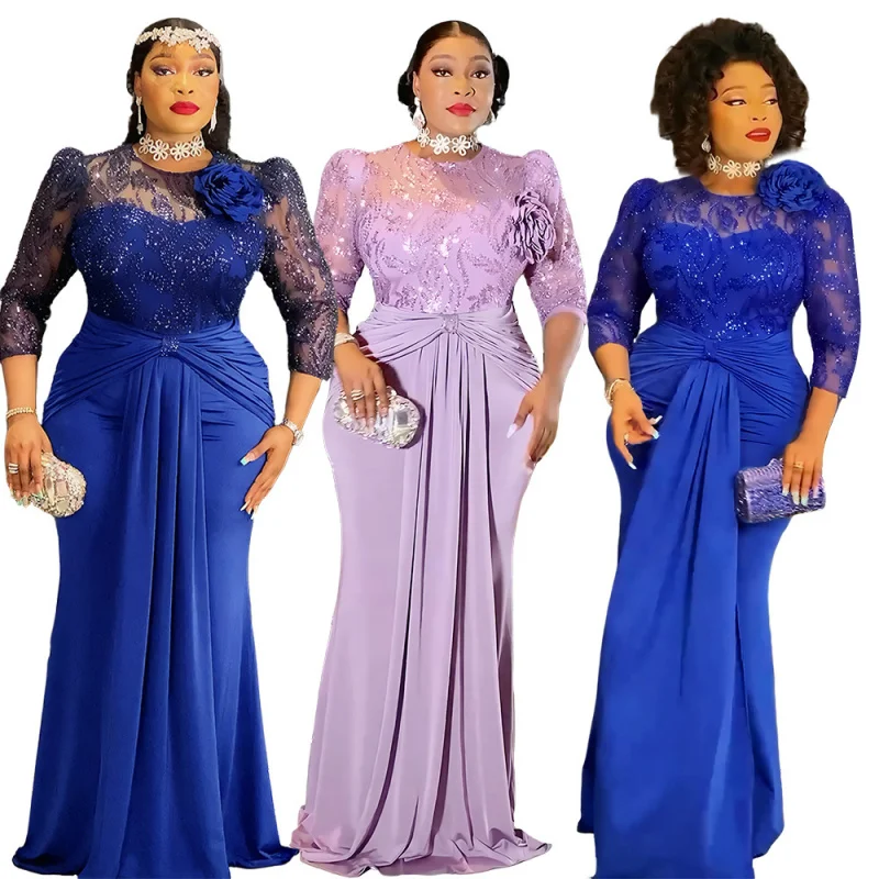 African Women's Plus Size Patchwork Lace Dress Sequin Evening Gown For Parties 2026 New Fashion Half Sleeve Wedding Evening Gown
African Women's Plus Size Patchwork Lace Dress Sequin Evening Gown For Parties 2026 New Fashion Half Sleeve Wedding Evening Gown