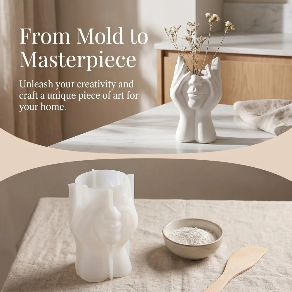 Artistic Face-Shaped Silicone Vase Mold Abstract Cheek Support Vase Molds reusable Half Face Flowerpot Mold Handcraft
Artistic Face-Shaped Silicone Vase Mold Abstract Cheek Support Vase Molds reusable Half Face Flowerpot Mold Handcraft