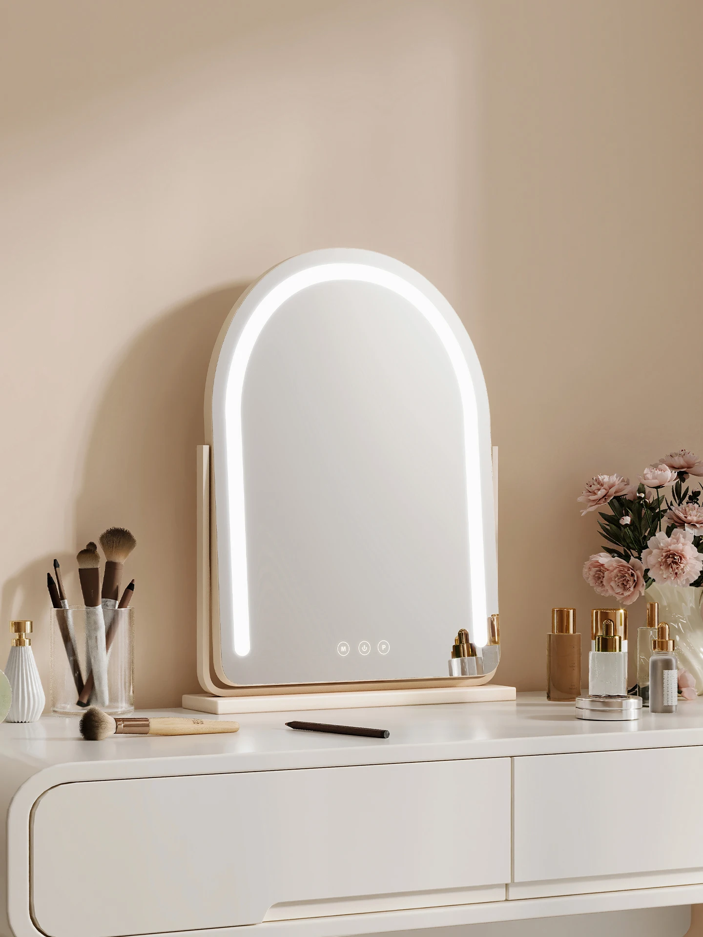 Large Arch-Shaped Makeup Mirror LED Light Desktop Vanity Mirror Smart Charging for Home Use
Large Arch-Shaped Makeup Mirror LED Light Desktop Vanity Mirror Smart Charging for Home Use