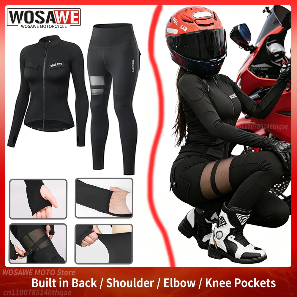 WOSAWE Motorcycle Jacket and Pants Set Women Sexy Motocross Shirt High Waist Pants Suit Fitness Sports Honey Peach Hip Pants
WOSAWE Motorcycle Jacket and Pants Set Women Sexy Motocross Shirt High Waist Pants Suit Fitness Sports Honey Peach Hip Pants