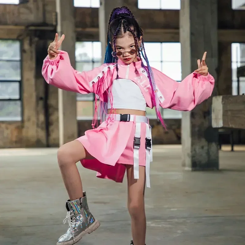 New Kids Hip Hop Clothing Pink Handsome Street Dance Suit Girls Autumn Jazz Costumes Children Catwalk Show Stage Outfits DQL6196
New Kids Hip Hop Clothing Pink Handsome Street Dance Suit Girls Autumn Jazz Costumes Children Catwalk Show Stage Outfits DQL6196