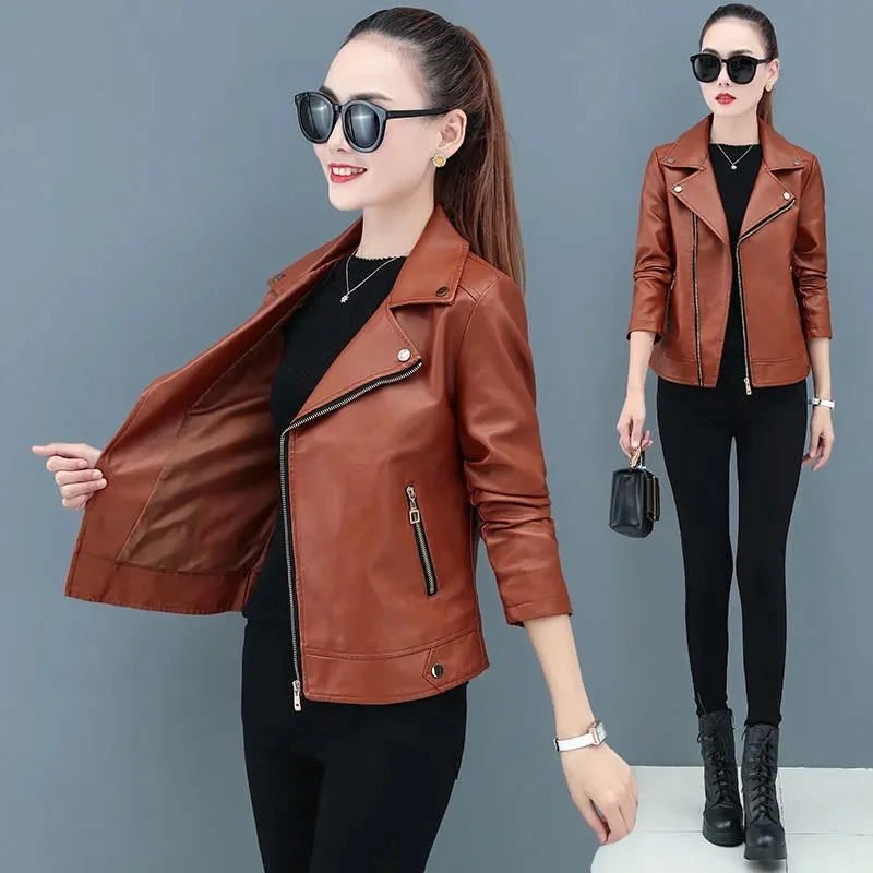 Women's Leather Jacket Short Locomotive Outwear 2026 Spring Autumn Korean Edition Fashion Versatile Casual PU Leather Jacket
Women's Leather Jacket Short Locomotive Outwear 2026 Spring Autumn Korean Edition Fashion Versatile Casual PU Leather Jacket